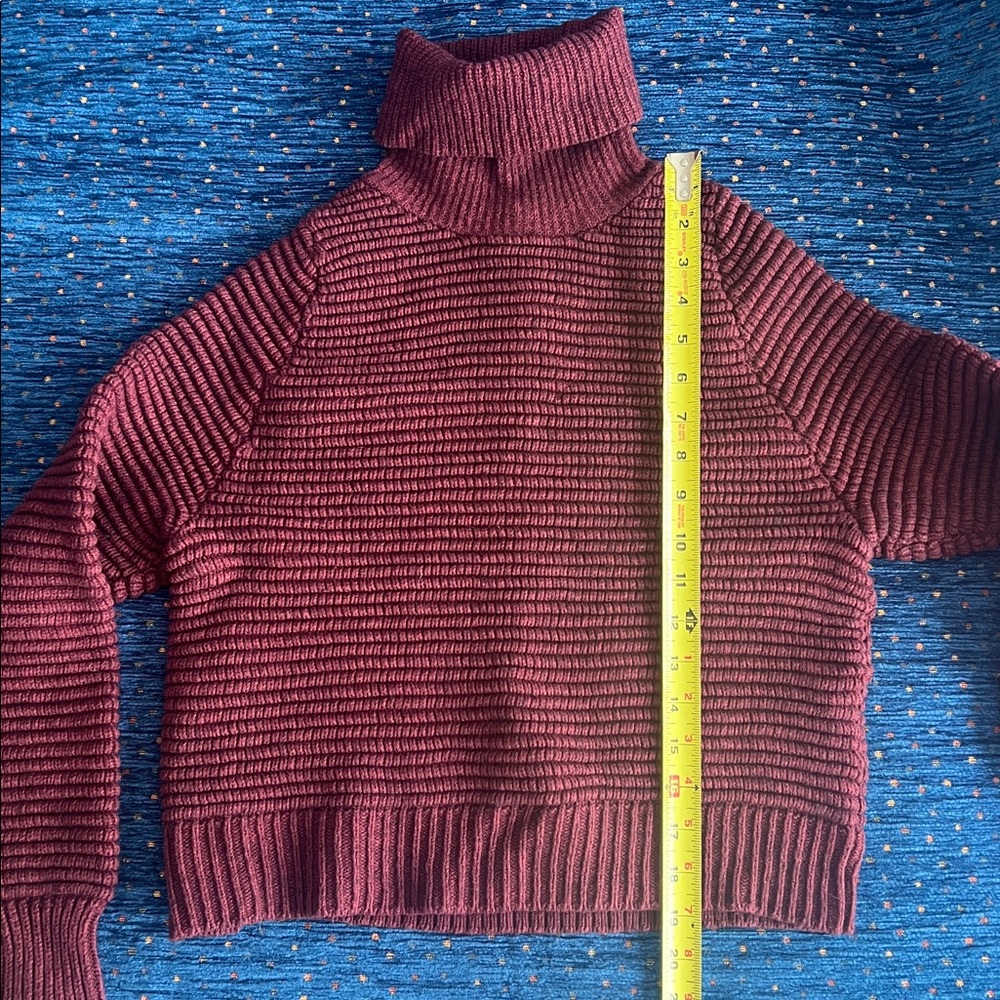 Madewell Ribbed Turtleneck Sweater - XS - Burgundy with 3 side buttons - Picture 9 of 10